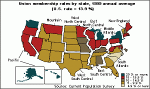 union membership by state map