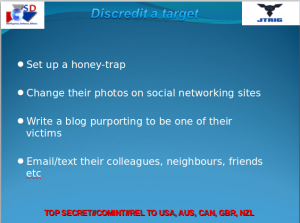 NSA slide on how to discredit troublemakers