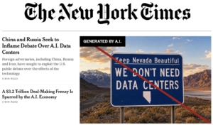 New York Times: "China, Russia and Others Seek to Inflame Debate Over A.I. Data Centers"